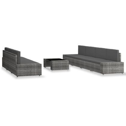 Градински комплект за отдих, 8 части, полиратан, сив