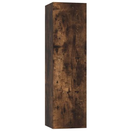 Комплект ТВ шкафове от 3 части, опушен дъб, инженерно дърво