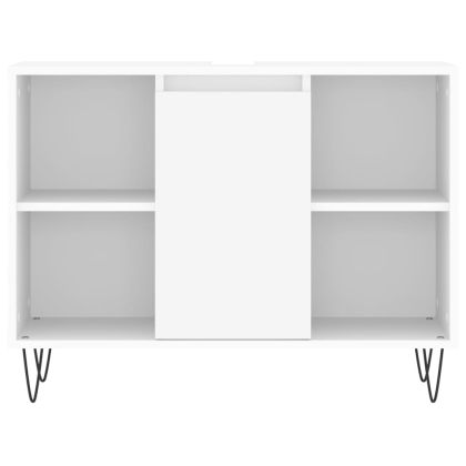 Комплект мебели за баня от 3 части, бял, инженерно дърво