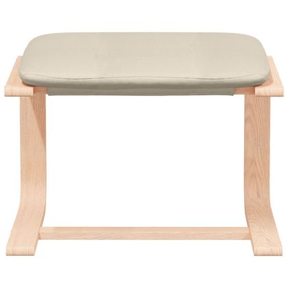 Релаксиращ стол с табуретка, кремав, текстил