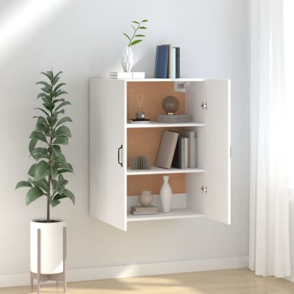 Окачен шкаф, бял, 69,5x34x90 см, инженерно дърво