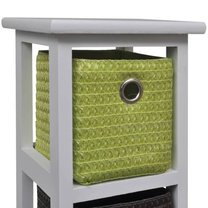 Шкаф за съхранение с многоцветни кошници, дърво пауловния