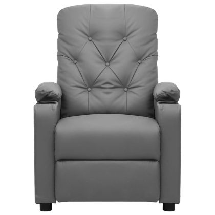 Електрически реклайнер стол, сив, изкуствена кожа
