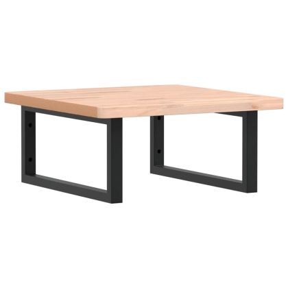 Стенен рафт за мивка, стомана и масивно дърво бук