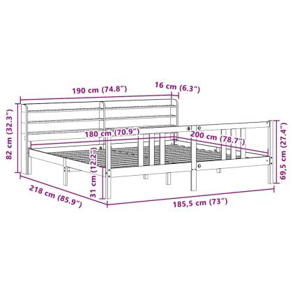 Рамка за легло с табла, 180x200 см, борово дърво масив