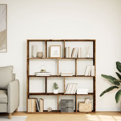 Библиотека, старо дърво, 132x29x141,5 см, инженерно дърво