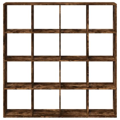 Библиотека, опушен дъб, 137,5x29x137,5 см, инженерно дърво