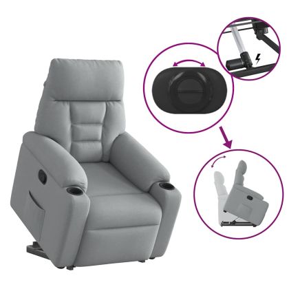 Изправящ реклайнер стол, светлосив, текстил