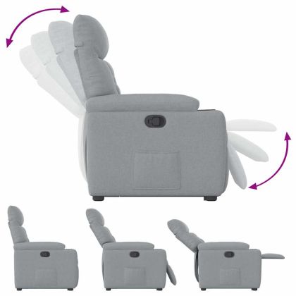 Изправящ реклайнер стол, светлосив, текстил