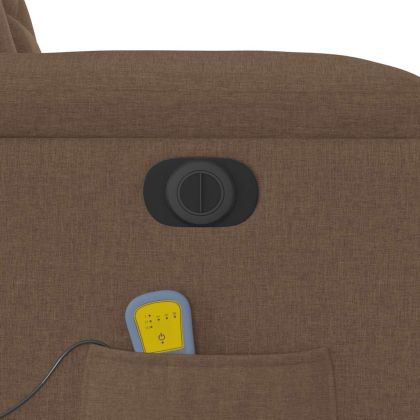 Електрически масажен реклайнер стол, кафяв, текстил