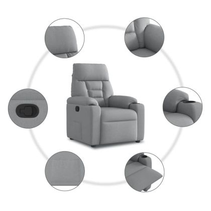 Реклайнер стол, светлосив, текстил