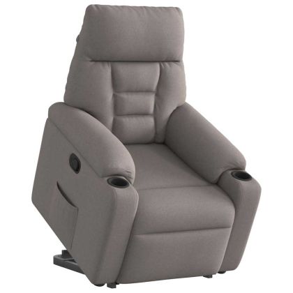 Изправящ реклайнер стол, таупе, текстил