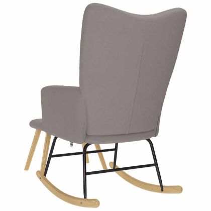 Люлеещ се стол с табуретка за крака, таупе, текстил