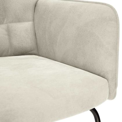 Люлеещ се стол с табуретка, кремав кадифен