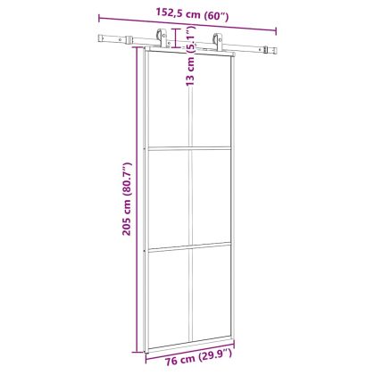 Плъзгаща се врата с обков черна 76x205 см ESG стъкло