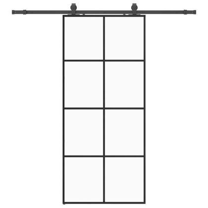 Плъзгаща се врата с обков черна 90x205 см ESG стъкло