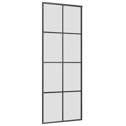 Плъзгаща се врата с обков черна 76x205 см ESG стъкло