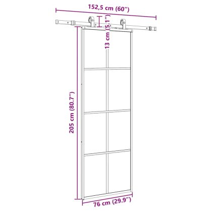 Плъзгаща се врата с обков черна 76x205 см ESG стъкло