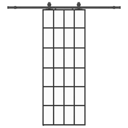 Плъзгаща се врата с обков черна 76x205 см ESG стъкло