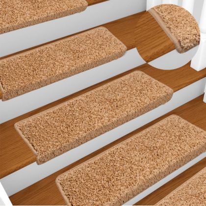 Изтривалки за стълби 15 бр. 65x21x4 см, бежови, с правоъгълен кант