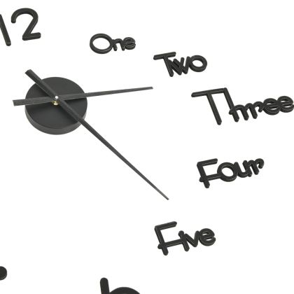 3D стенен часовник, модерен дизайн, черен, 100 см, XXL