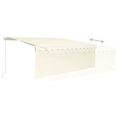 Ръчно прибиращ се сенник с щора, 4x3 м, кремав