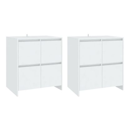Бюфети, 2 бр, бели, 70x41x75 см, инженерно дърво