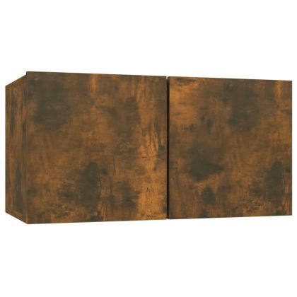 Комплект ТВ шкафове от 4 части, опушен дъб, инженерно дърво