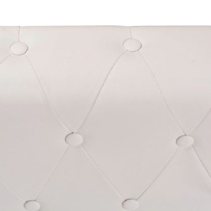 Ъглов диван Честърфийлд, 5-местен, изкуствена кожа, бял