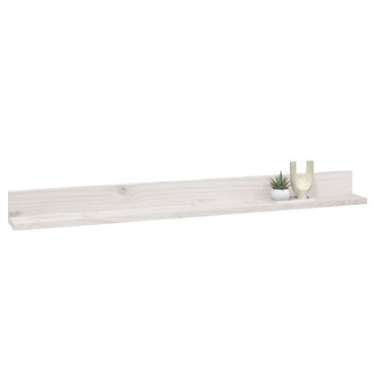 Стенни рафтове, 2 бр, бели, 110x11x9 см, масивно борово дърво