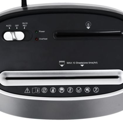 Шредер за хартия, 10 листа, Cross Cut, черен