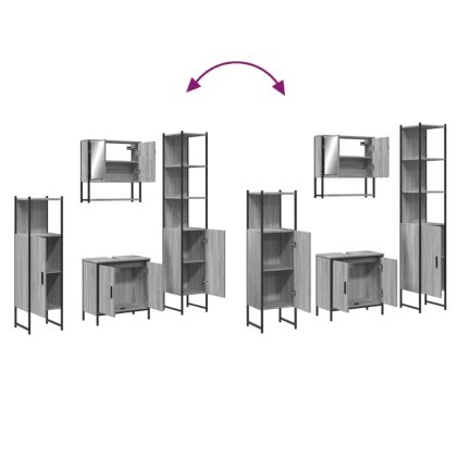 Комплект мебели за баня от 4 части сив сонома инженерно дърво