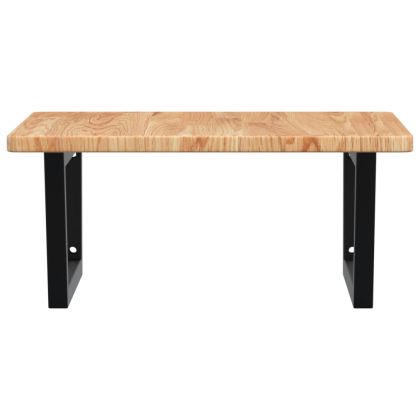 Стенен рафт за мивка, стомана и масивно дърво дъб