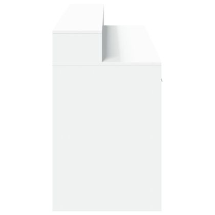 Бюро с LED осветление, бяло, 160x55x91 см, инженерно дърво