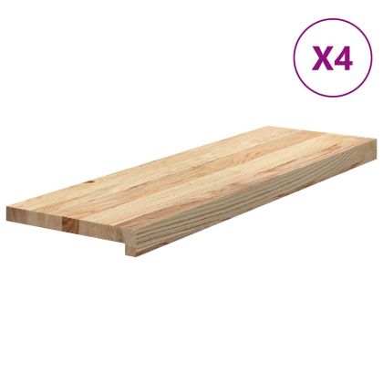 Стълбищни стъпала, 4 бр, 80x30x2 см, необработен масивен дъб