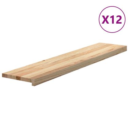 Стълбищни стъпала, 12 бр, 120x30x2 см, необработен масивен дъб