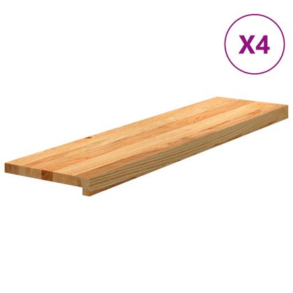Стълбищни стъпала, 4 бр, светлокафяви, 100x25x2 см, дъб масив