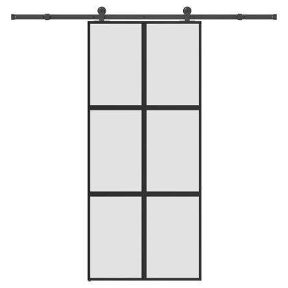 Плъзгаща се врата с обков 90x205 см Закалено стъкло&Алуминий