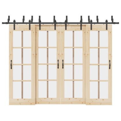 Комплект механизъм за плъзгаща врата, 305 см, стомана, черен