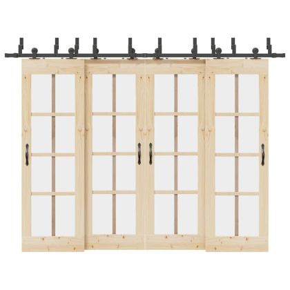 Комплект механизъм за плъзгаща врата, 305 см, стомана, черен