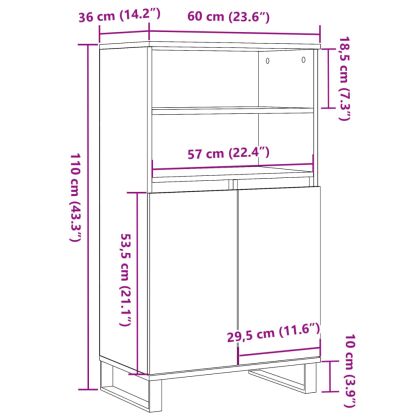 Highboard Artisan Дъб 60x36x110 cm Инженерна дървесина