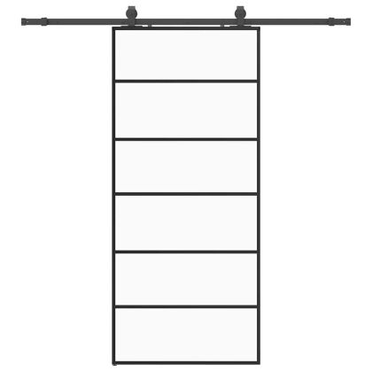 Плъзгаща се врата с обков черна 90x205 см ESG стъкло