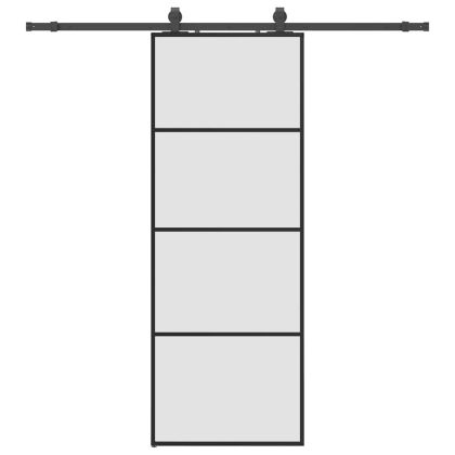 Плъзгаща се врата с обков черна 76x205 см ESG стъкло