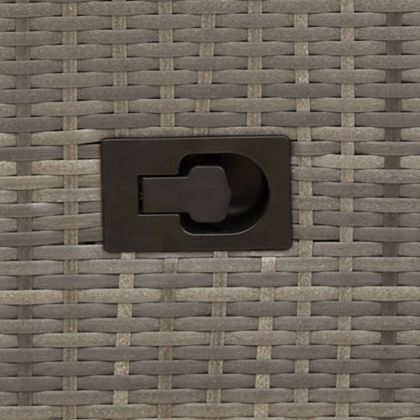 Градински диван с 2 места и маса, сив, полиратан