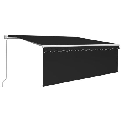 Ръчно прибиращ се сенник с щора и LED, 4,5x3 м, антрацит