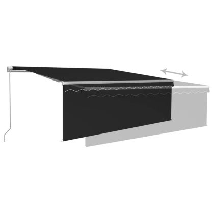 Ръчно прибиращ се сенник с щора и LED, 4,5x3 м, антрацит