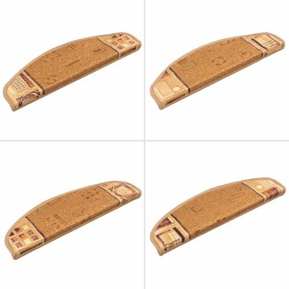 Самозалепващи стелки за стълби, 10 бр, 65x21x4 см, бежови