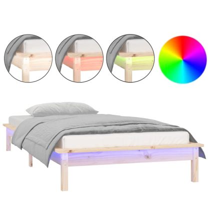 LED рамка за легло 75x190 см Small Single дърво масив