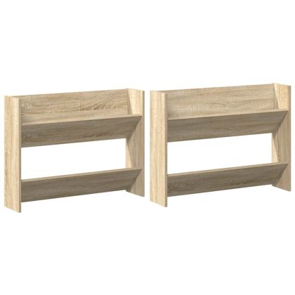 Стенни шкафове за обувки, 2 бр, дъб сонома, 80x18x60 см, ПДЧ