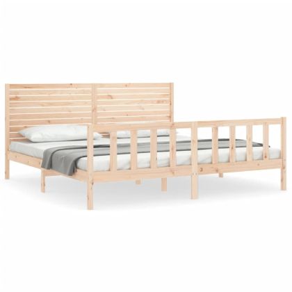 Рамка за легло с табла Super King Size дърво масив